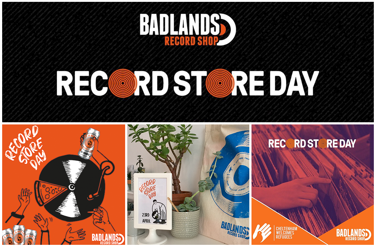 Promotional graohics for the Record Store Day event at Badlands Records Cheltenham
